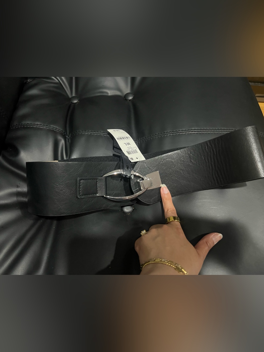INC International Concepts Wide Belt with Silver Oval Buckle